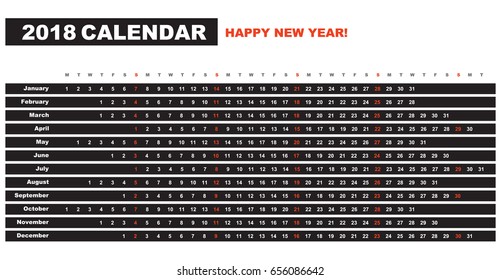 Simple Calendar Layout for 2018 years. one page calendar.