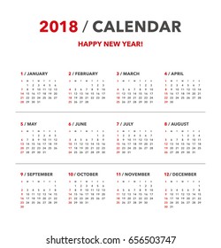 1,549 2018 editable calendar Images, Stock Photos & Vectors | Shutterstock