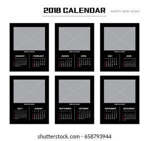 Simple calendar Layout for 2018 years. Week starts from Sunday.