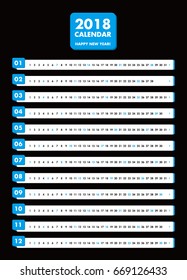 Simple Calendar Layout for 2018 years. one page calendar.