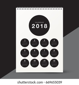 Simple calendar Layout for 2018 years. Week starts from Sunday.