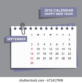 Simple calendar Layout for 2018 years. Week starts from Sunday.
