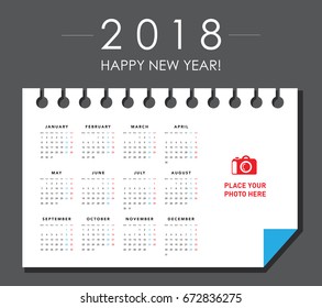 Simple calendar Layout for 2018 years. Week starts from Monday.