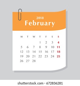 Simple calendar Layout for 2018 years. Week starts from Monday.
