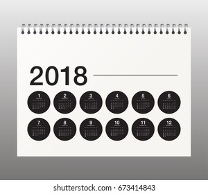 Simple calendar Layout for 2018 years. Week starts from Sunday.