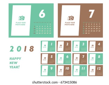 Simple calendar Layout for 2018 years. Week starts from Sunday.