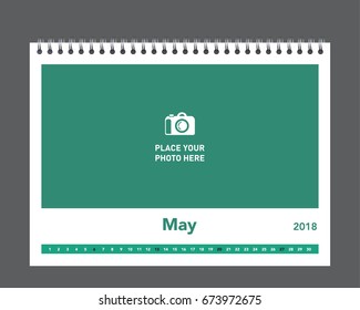 Simple calendar Layout for 2018 years. Photo calendar.