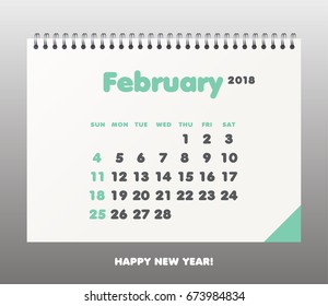 Simple calendar Layout for 2018 years. Week starts from Sunday.
