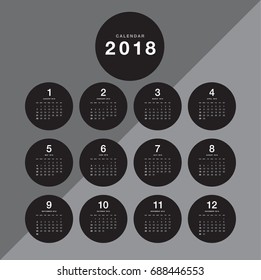 Simple calendar Layout for 2018 years. Week starts from Sunday.
