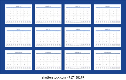 Simple calendar Layout for 2018 years. Week starts from Sunday.