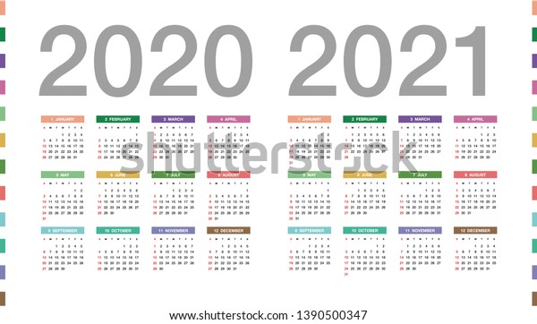 Simple Calendar Layout 2020 2021 Years Stock Vector (Royalty Free ...