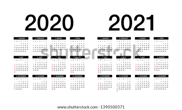 Simple Calendar Layout 2020 2021 Years Stock Vector (Royalty Free ...