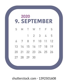 Simple calendar Layout for 2020 years. Week starts from Sunday.