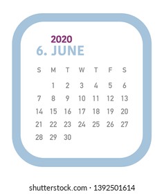 Simple calendar Layout for 2020 years. Week starts from Sunday.