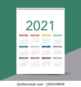 Simple calendar Layout for 2021 years. Week starts from Sunday.