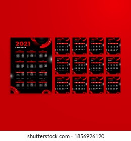 	Diseño de calendario sencillo para 2021 años. Diseño elegante