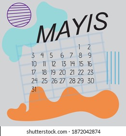 Simple calendar Layout for 2021 years. Week starts from Sunday.