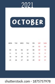 Simple calendar Layout for 2021 years. Week starts from Sunday.