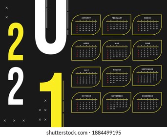 Simple calendar Layout for 2021 years