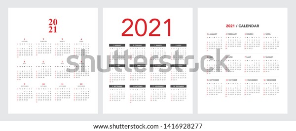 21年間の簡単なカレンダーレイアウト 週は日曜日から始まります のベクター画像素材 ロイヤリティフリー