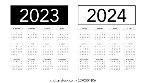 Simple Calendar Layout 2023 2024 Years Stock Vector (Royalty Free ...