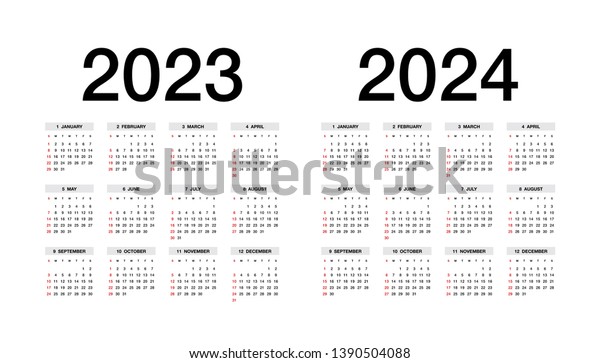 Simple Calendar Layout 2023 2024 Years Stock Vector (Royalty Free ...