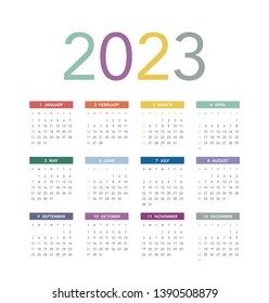 Simple calendar Layout for 2023 years. Week starts from Sunday.