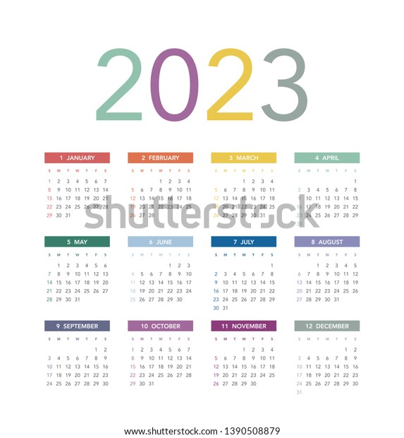 Simple Calendar Layout 2023 Years Week Stock Vector (Royalty Free ...