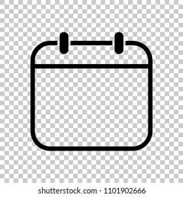Simple calendar, Linear, thin outline. On transparent background.