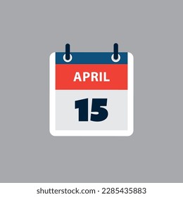 Simple Calendar Page for Day of 15 April - Banner, Graphic Design Isolated on Greray Background - Design Element for Web, Flyers, Posters, Útil para diseños realizados para cualquier evento programado, reuniones