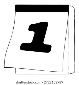 Página Calendario Simple con Número Uno