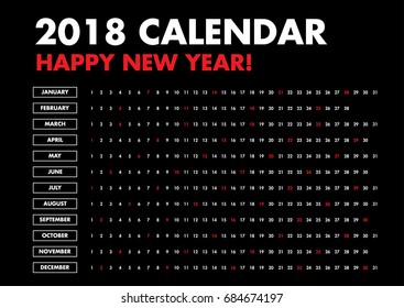 Simple calendar poster Layout for year 2018.
