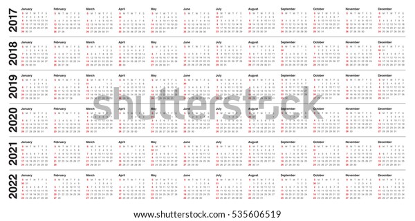 17 18 19 21 および22用の簡易カレンダーテンプレート のベクター画像素材 ロイヤリティフリー