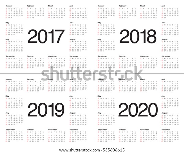 Simple Calendar Template 17 18 19 Stock Vector Royalty Free