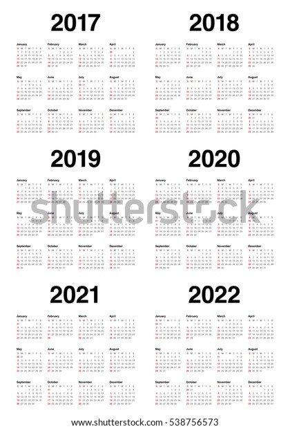 Simple Calendar Template 2017 2018 2019 Stock Vector (Royalty Free ...