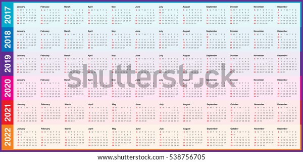 Simple Calendar Template 2017 2018 2019 Stock Vector (Royalty Free ...