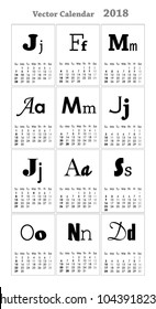 Simple Calendar template for 2018