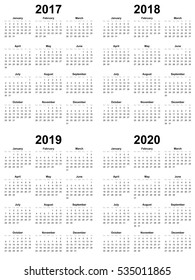 Simple Calendar Template  Vector 2017 2018 2019 2020