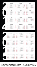 Simple Calendar year 2014, 2015, vector