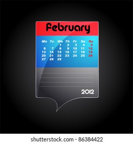 Simple calendar/agenda with space for text for february