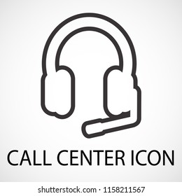 Simple call center line art icon, vector, illustration, eps file
