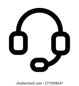 Icono de vector de contorno simple del centro de llamadas. Icono de línea de soporte en fondo blanco.