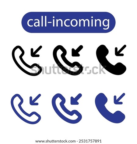 Simple Call icon set in flat style. Telephone call icons with symbol of caller, missed, outgoing and incoming. Set of signs for support. Interface buttons for mobile connection. Vector illustration.	