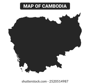 Simple Cambodia Black map flat vector illustration
