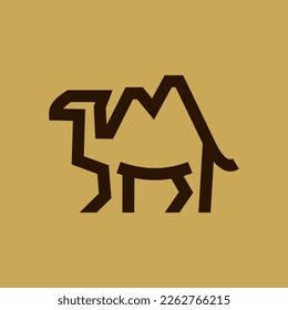 simple camel line icon logo vector design, modern logo pictogram design of desert animal in abstract   outline style