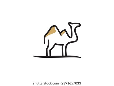 simple camel mountain logo design vector template