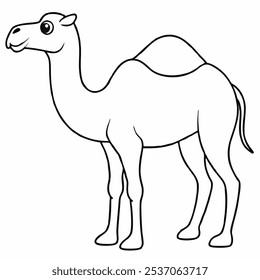 Simple Camel Outline - preto e branco One-Hump Camel Clip Art para colorir páginas e uso educacional