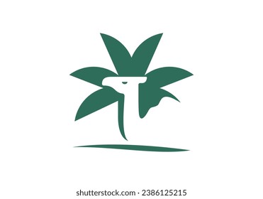 sencillo camello con el logotipo de palmera plantilla de diseño vectorial