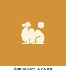 simple camel and sun logo. vector illustration for business logo or icon