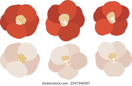 Simple Ilustración vectorial de flores de camelia